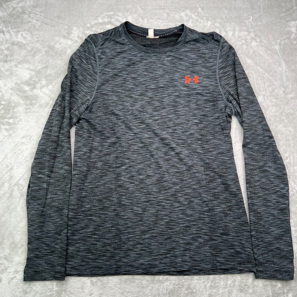 Under Armour Seamless Shirt Mens Medium Gray Fitted Performance Stretch Running